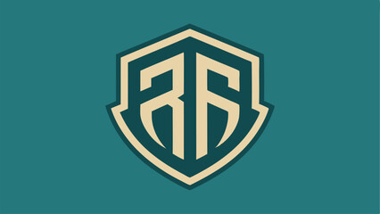 Aufkleber - Modern initials rf lettering with shield shape design element on transparency