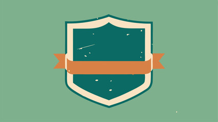 Poster - Retro emblem design featuring shield and ribbon elements with distressed textures