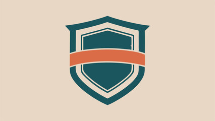 Poster - Retro shield emblem in teal and orange with transparency perfect for branding designs