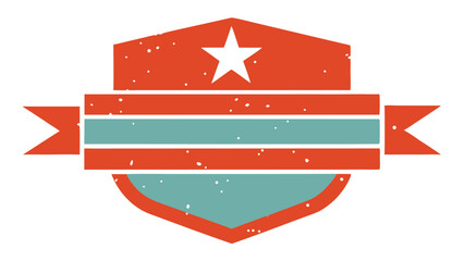 Poster - Retro style emblem badge design with a star decorative element on a transparent background
