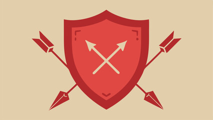 Poster - Shield and crossed arrows emblem in vintage style suitable for various design projects