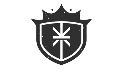 Aufkleber - Shield crest emblem in grayscale with crown detail and abstract geometric design