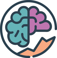 Poster - Brain icon illustrates growth, suggesting mental improvement within a circular frame, symbolizing progress and intelligence, with a line art style and concept of cognitive enhancement.