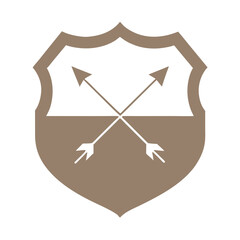 Aufkleber - Shield emblem with crossed arrows in minimalist design isolated on white background