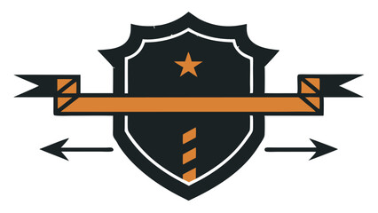 Aufkleber - Shield logo vector illustration with ribbon arrows and star element suitable for branding
