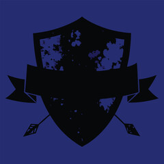 Aufkleber - Shield symbol with crossbow arrows and grunge elements on deep blue background