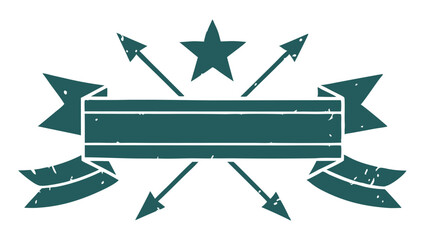 Aufkleber - Teal banner with arrows and star graphic design element transparent background