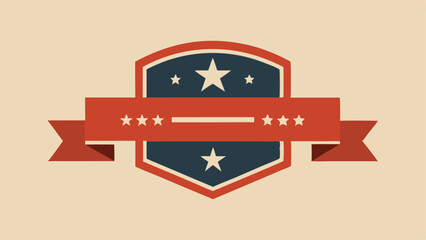 Aufkleber - Vintage american style emblem with stars and ribbon on white background