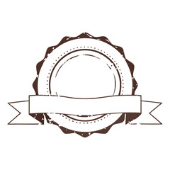 Aufkleber - Vintage badge design with ribbon suitable for retro branding and promotional materials