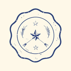 Aufkleber - Vintage badge illustration featuring stars arrows and wheat stalks design element