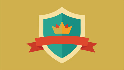 Poster - Vintage badge with crown and ribbon illustration suitable for branding and design projects