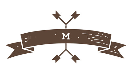 Aufkleber - Vintage banner design with arrows and the letter m suitable for various projects