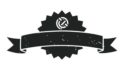 Aufkleber - Vintage black and white ribbon badge design with transparency for creative projects