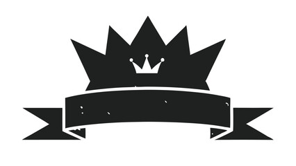 Aufkleber - Vintage crown and banner emblem on a white background suitable for designs