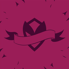 Aufkleber - Vintage emblem design with ribbon crest and decorative grunge elements in maroon