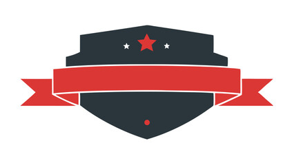Aufkleber - Vintage emblem design with stars and ribbon in red and dark gray colors