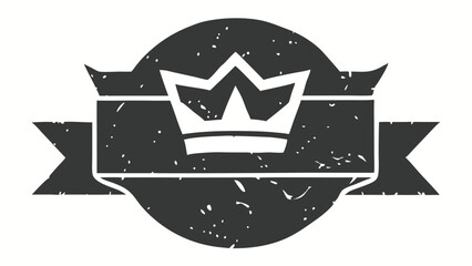 Aufkleber - Vintage emblem of a crown on a ribbon with grunge texture transparency available
