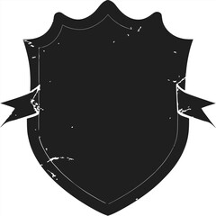 Aufkleber - Vintage emblem shield with ribbons in black and white grunge design