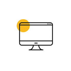 Fototapete - Minimalist computer screen icon with a yellow circle.