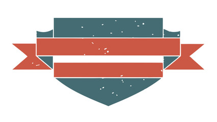 Aufkleber - Vintage grunge ribbon emblem in teal and red with transparent background design element