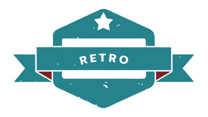 Aufkleber - Vintage retro emblem design with a star featuring teal and burgundy color scheme