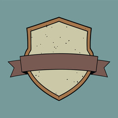 Aufkleber - Vintage shield emblem with ribbon for logo design or graphic decoration