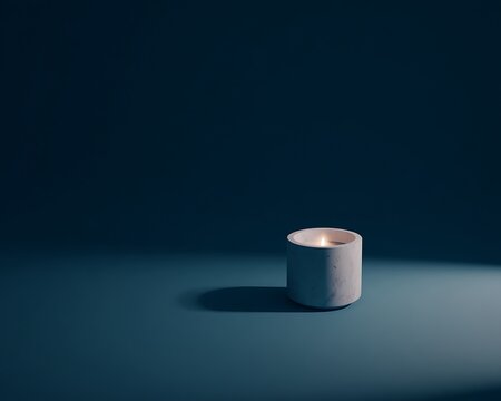 Single candle in a studio setting
