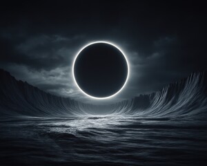Wall Mural - a dark sky with a large black circle in the middle