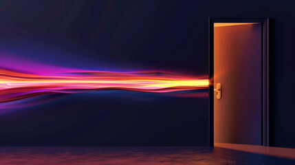 Leinwandbilder - Vibrant abstract image of open door with glowing light streaming through, symbolizing opportunity and exploration