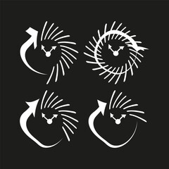 Poster - Cycle arrow icons. Clock rotation set. Dark contrast Vector. Dynamic loop symbols.