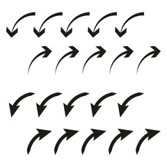 Poster - Direction arrow set. Pointing vector symbols. Navigation indicator icons. Black movement shapes.
