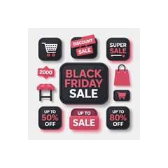 Poster - Black Friday sale vector illustration showcasing discount, super sale, and percentage off offers for shopping promotions