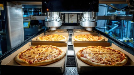 Poster - Frozen pizza slices placed into sealed cartons by high-speed automation system