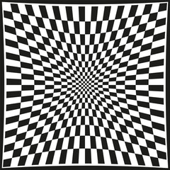 Poster - Warp tunnel icon. Optical swirl pattern. Dynamic Vector vortex. Checkered depth field.