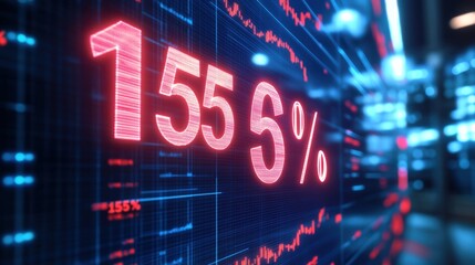 Aufkleber - Financial Stock Market Graph Showing Percentage Change and Fluctuation Data with Digital Background and Market Trend Indicators