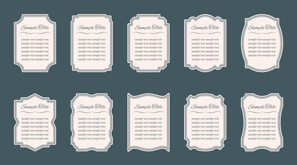 Aufkleber - A collection of simple vintage-style frames with editable text.