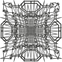 Poster - Distorted grid pattern. Warped lattice design. Abstract mesh Vector. Dynamic line artwork.