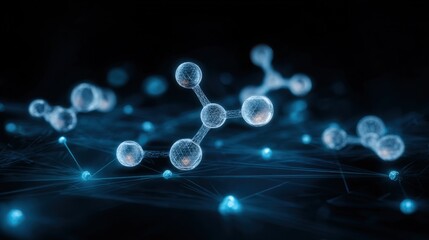 Poster - Advanced Molecular Structure Illustration Showing Interconnected Atoms and Bonds in a Scientific Concept Representation
