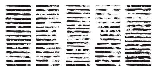 Poster - Black rough horizontal brush strokes arranged in 5 uneven columns