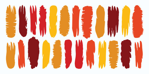 Poster - Brushstroke pattern vertical textured strokes in warm hues of yellow orange and red on a white backdrop