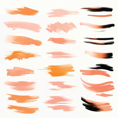 Poster - Brushstrokes in shades of orange peach and black are arranged in a gridlike pattern