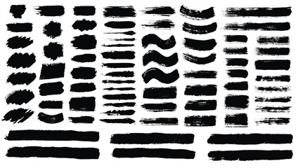 Poster - Collection of black paint strokes in various shapes and textures