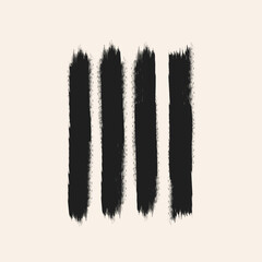 Poster - Four black vertical brush strokes are centered on a beige background