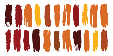 Poster - Rows of vertical brushstrokes in a warm autumnal palette on a white background