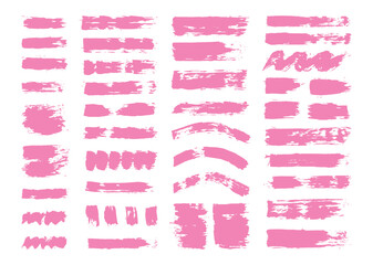 Poster - Various pink grunge brush strokes and splatters of paint are displayed