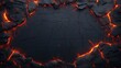 © Mariam - Dark mysterious background with glowing red lava cracks, charred wood texture, and space for text or design