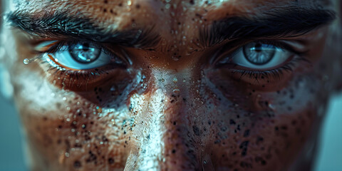 Poster - Close-up of Eyes and Face with Water Droplets