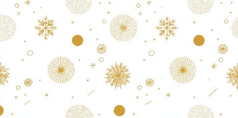 Poster - Elegant Seamless Pattern Featuring Gold and White Snowflakes
