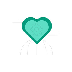 Poster - Simple green heart icon for digital and print design applications