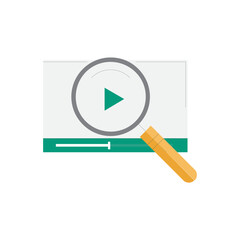 Poster - Magnifying glass over a video play button icon for searching content